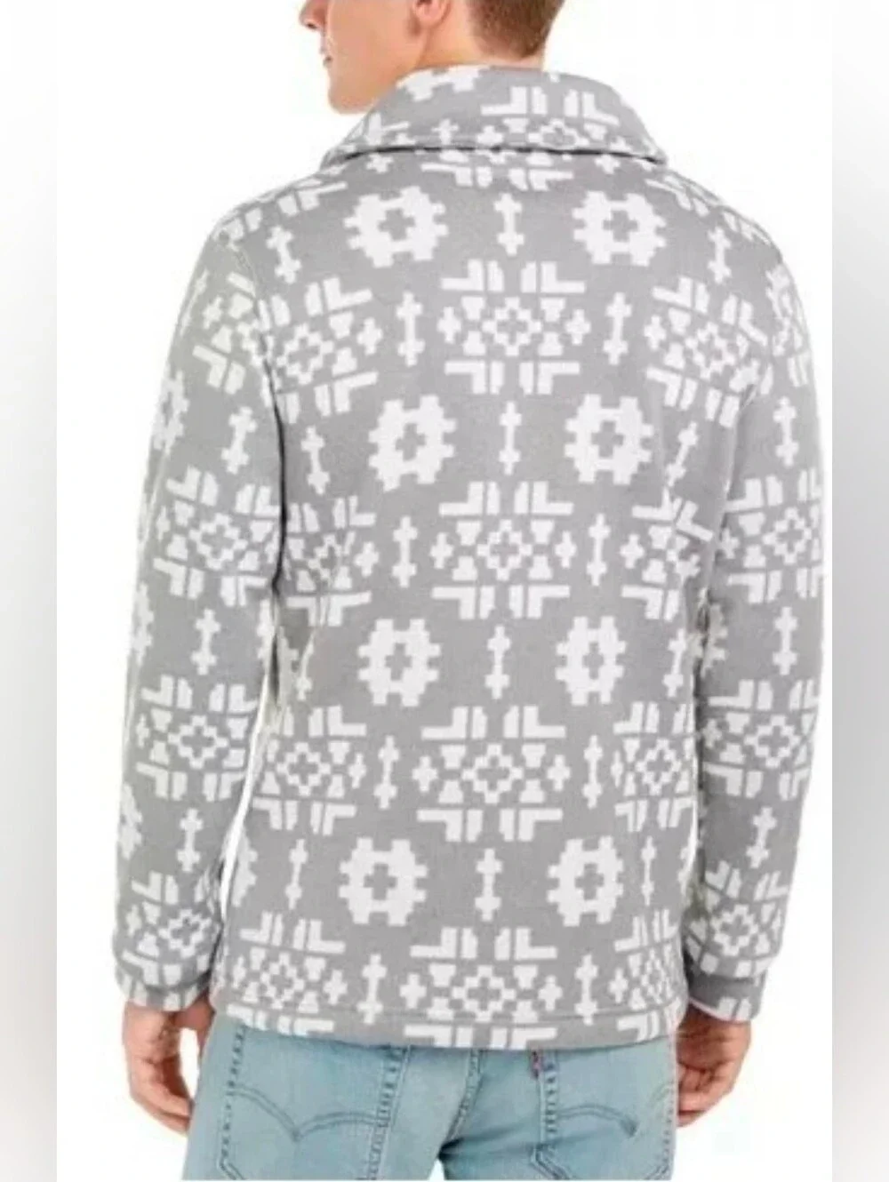 Levi's Stowe Southwestern Aztec  Gray and White Patterned Knit Cardigan Suze L - Picture 9 of 10